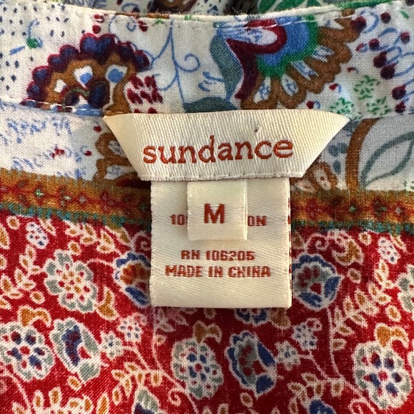 Sundance Crochet Trim Rayon Top Blouse Size M Multicolor Boho Balloon Sleeves - Picture 8 of 10